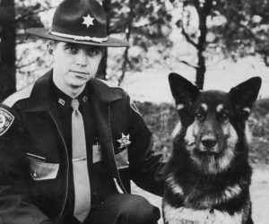 Lincoln County Sheriff's Deputy Clayton Jordan with Heidi, his K-9 partner through the late 1980s and early 1990s. (Photo courtesy Clayton Jordan)