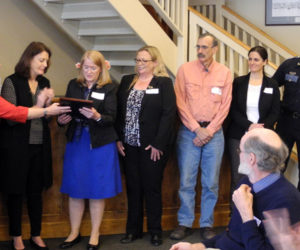 Boothbay regions Hope and Resilience Committee receives the Community Builder Award from United Way of Mid Coast Maine.
