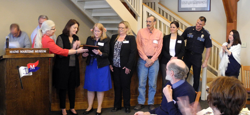 Boothbay regions Hope and Resilience Committee receives the Community Builder Award from United Way of Mid Coast Maine.