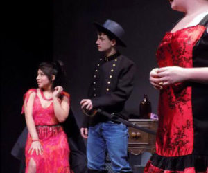 From left: Eileen Monroy, Wyatt Sykes, and Hailie Rose Brown in a Dessert Theater scene.