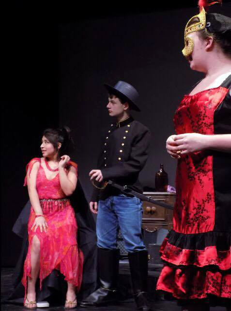 From left: Eileen Monroy, Wyatt Sykes, and Hailie Rose Brown in a Dessert Theater scene.
