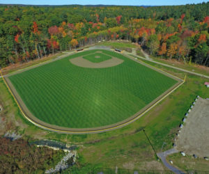 An aerial shot of the John Bowers Baseball Field at Lincoln Academy, which will be dedicated on Friday, May 26 at 4 p.m.