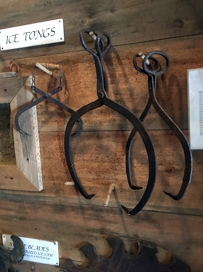 Ice tongs, such as these on display at the Thompson Ice Harvesting Museum in South Bristol, were typically used in Shirley Ross' day to lift cut blocks of ice from a pond. (Christine LaPado-Breglia photo)