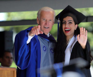 Newcastle resident Izzy Zaidi poses with former U.S. Vice President Joe Biden at Colby College in Waterville on Sunday, May 21 shortly after she graduated from the college with a bachelor's degree in sociology. Biden was the commencement speaker. (Photo courtesy Rifat Zaidi)