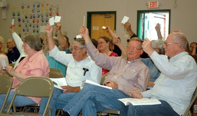 Somerville residents cast their votes during annual town meeting Saturday, June 17. (Alexander Violo photo)