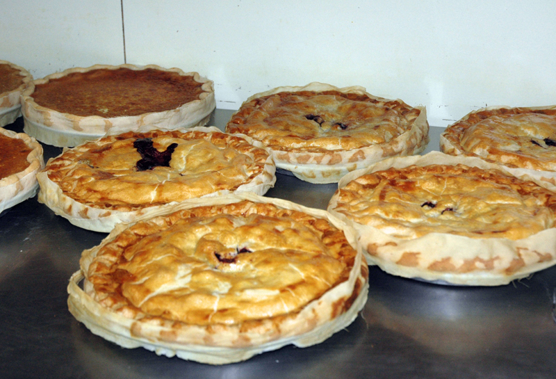 Freshly baked pies at Moody's Diner in Waldoboro. As part of the diner's 90th anniversary celebration, desserts and beverages were on sale for 90 cents apiece. (Alexander Violo photo)