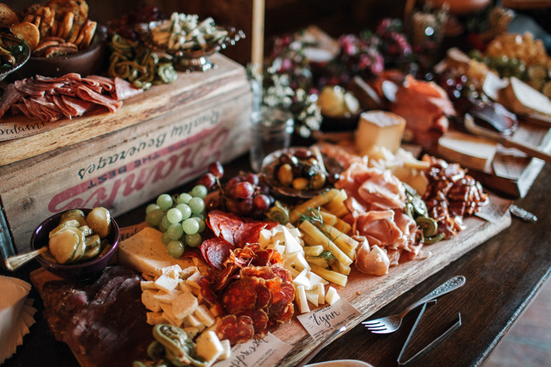 A plate of charcuterie prepared by Harvest Moon Catering. (Photo courtesy Jamie Mercurio Photography)