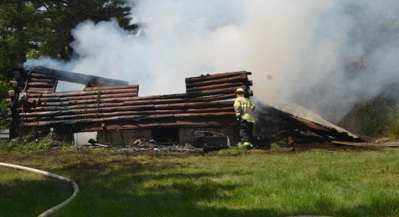 Two Wiscasset residents were displaced by a fire that destroyed their Bradford Road home the afternoon of Wednesday, June 28. (Abigail Adams photo)