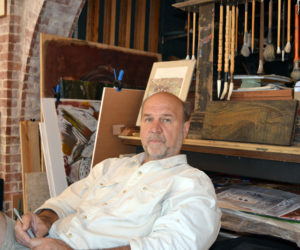 Artist R. Keith Rendall relaxes in his Wiscasset gallery and workshop, Rendall Fine Art. (Christine LaPado-Breglia photo)