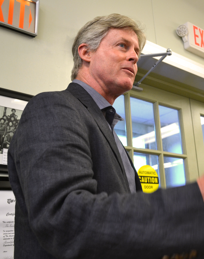 Peregrine Turbine Technologies President David Stapp speaks in support of the town planner position at the Wiscasset Board of Selectmen's Tuesday, June 20 meeting. (Abigail Adams photo)