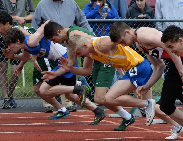 Boothbay's Draco Peaslee placed third in the 100 and fourth in the 200 at the State Class C championships. (Paula Roberts photo)