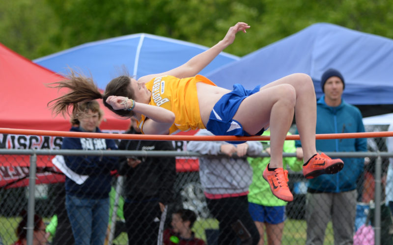 Boothbay's  Angie Perkins was crowned State Class C champion in the high jump. (Paula Roberts photo)