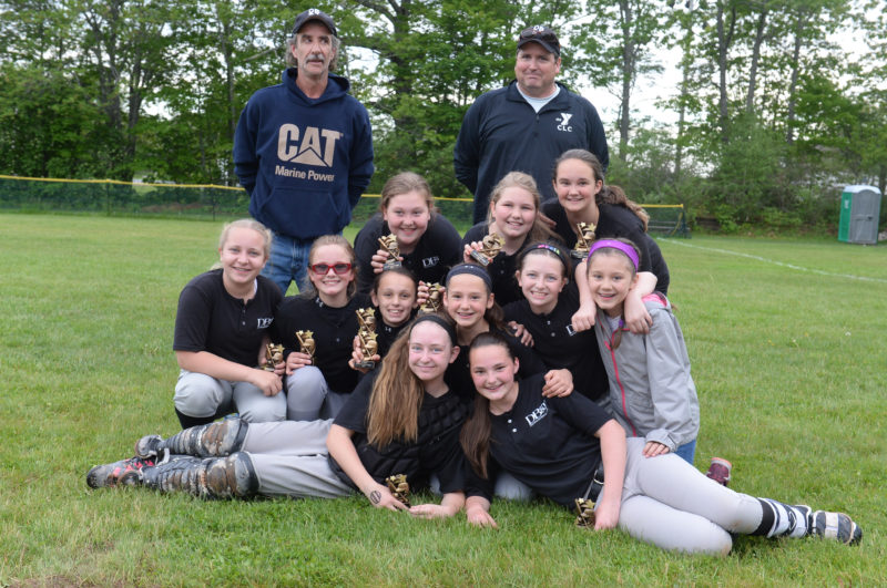 DB&T won the 2017 Lincoln Little League softball championships. Team members are (laying down) Addie Brinkler and Olivia Stiles, (front from left) Addie Brinkler, Gretchen Farrin, Maddy Scott, Lindsey Powell, and Nicole Hammond, (back) coach Brian Farrin, Makayla Simmons, Serena Foster, Sammy Rice, and coach Jamie Brinkler. (Missing from the photo is Kaydence Walker) (Paula Roberts photo)