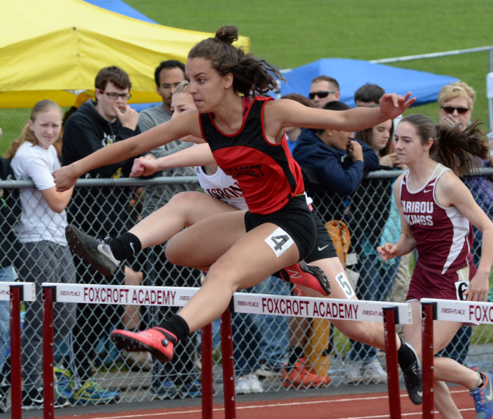 Wiscasset's Ayanna Stover was State Class C runner-up in the 100 hurdles. (Paula Roberts photo)