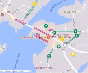 An interactive map at parktwinvillages.org shows spaces where employees, residents, and shoppers can park, and for how long, in downtown Damariscotta and Newcastle. The Twin Villages Alliance developed the website.