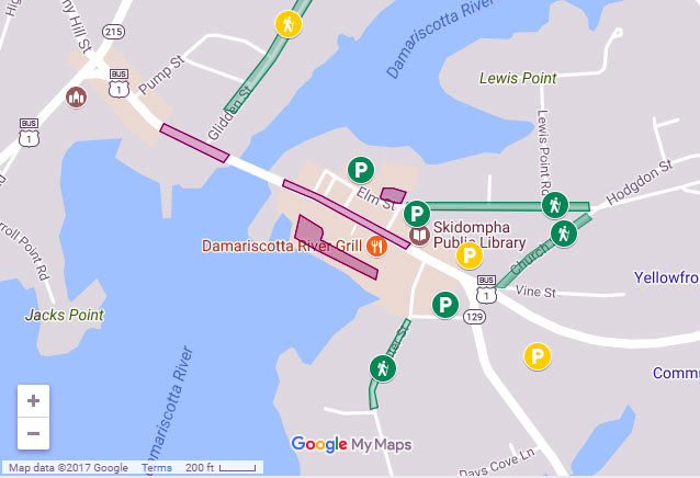 An interactive map at parktwinvillages.org shows spaces where employees, residents, and shoppers can park, and for how long, in downtown Damariscotta and Newcastle. The Twin Villages Alliance developed the website.