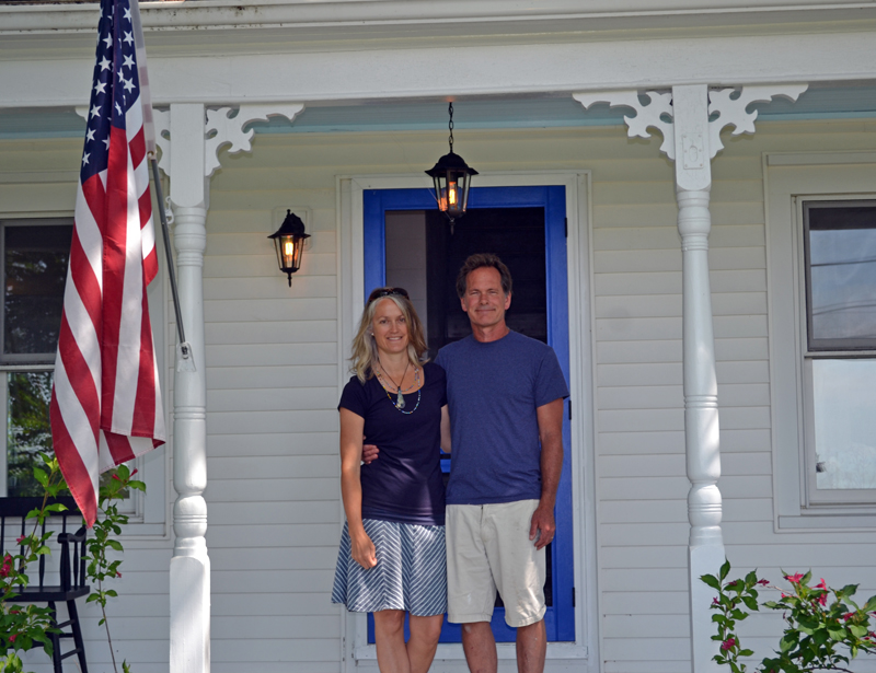 Brad and Danielle Betts stand at the entrance to Down East Gallery in Edgecomb on Thursday, July 6. (Abigail Adams photo)