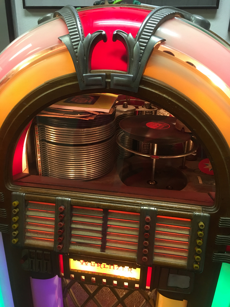 This vintage record-playing jukebox in the lobby of The Harbor Theatre in Boothbay Harbor captures the retro spirit of the inviting movie theater. (Christine LaPado-Breglia photo)