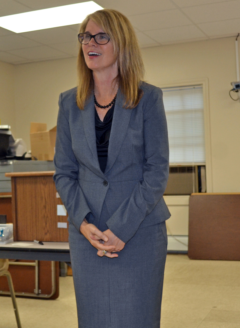 Gubernatorial candidate Mary Mayhew addresses the Lincoln County Republican Committee in Newcastle on Wednesday, June 28. (Abigail Adams photo)