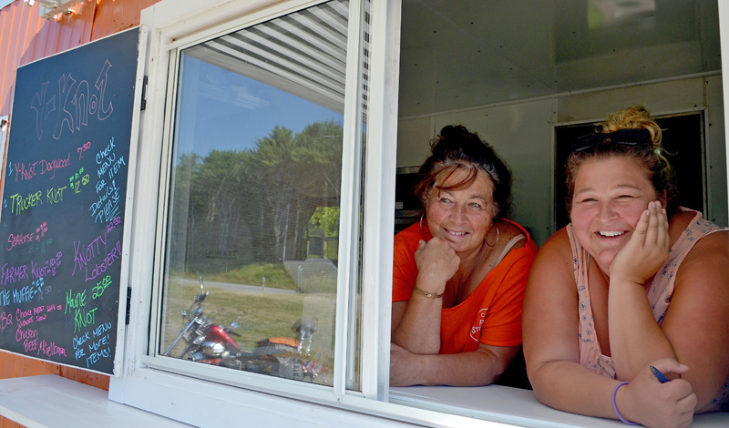 Mother and daughter Carol Heaberlin and Mindy Jones, of Newcastle, co-own Y-Knot, a new food trailer serving sandwiches and desserts on Route 1 in Newcastle. (Maia Zewert photo)