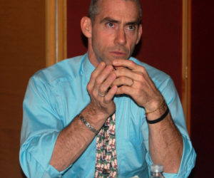 Lincoln Academy Associate Head of School Andrew T. "Andy" Mullin participates in a panel on bullying at Skidompha Library on Nov. 3, 2011. (J.W. Oliver photo, LCN file)