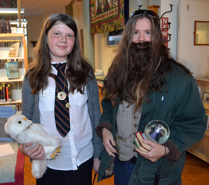 Maggie Kastelein (left) and Serafina Carlucci won the costume contest during Skidompha Public Library's Harry Potter celebration Thursday, Aug. 24. (Maia Zewert photo)