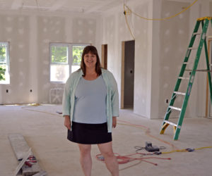 Potter and ceramics teacher Liz Proffetty stands inside the soon-to-be-completed Neighborhood Clay space at 590 Main St. in Damariscotta. (Christine LaPado-Breglia photo)