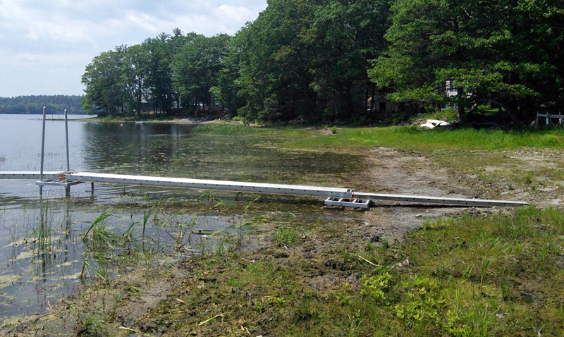 Jefferson resident Kelsie French's shoreline on Clary Lake in June shows the impact of the dropping water level. (Photo courtesy Clary Lake Association)