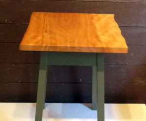 This custom yellow birch table crafted by Louis Charlett is showing at The Stable Gallery. (Photo courtesy Priscilla McCandless)