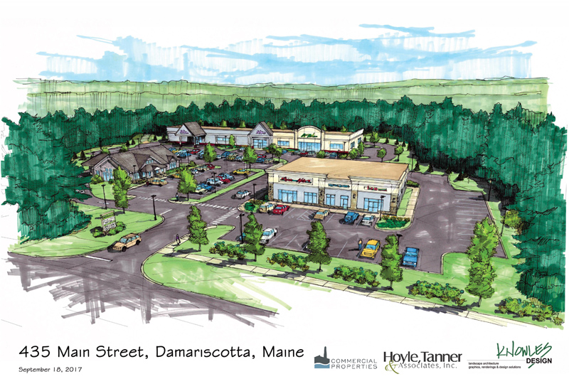 A rendering of the commercial development Daniel Catlin hopes to build at 435 Main St. in Damariscotta.