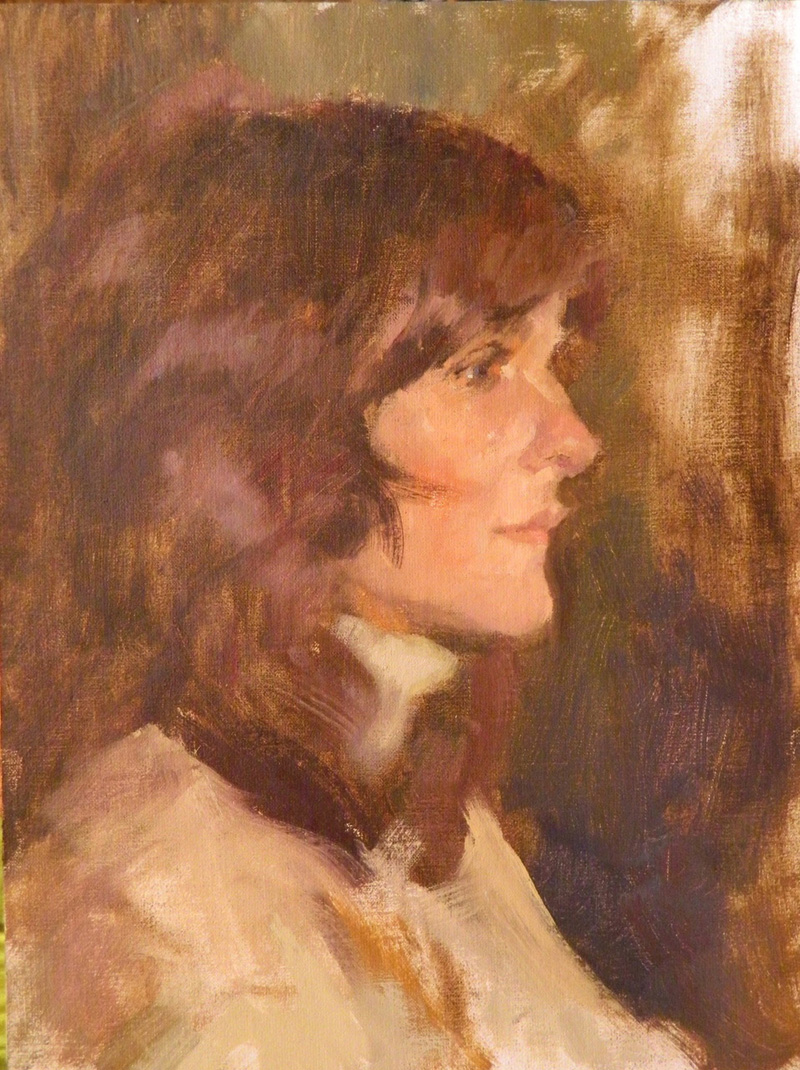 "Maine Woman," an oil painting on canvas by Roberta Goschke.