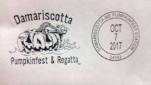 The special Damariscotta Pumpkinfest & Regatta postal cancellation stamp for 2017.