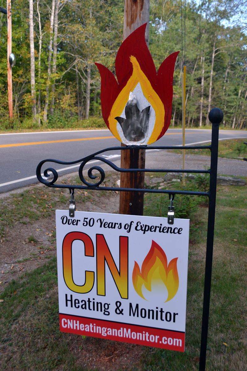 The sign for CN Heating & Monitor. (Maia Zewert photo)