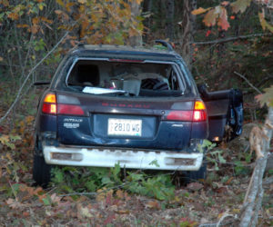 Waldoboro emergency crews responded to Horscents Lane, off Washington Road, for a single-vehicle accident the afternoon of Saturday, Oct. 21. (Alexander Violo photo)