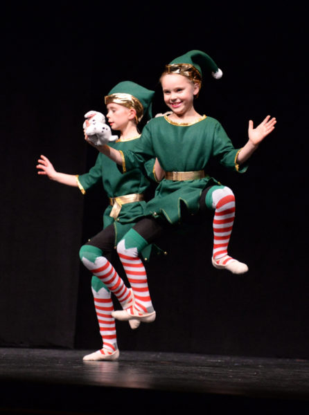 Santa's elves, Lillian Conry and Addie Miller, perform. (Paula Roberts photo)