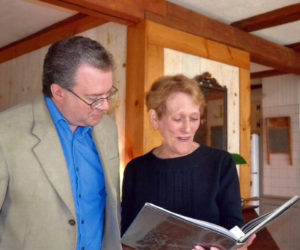 Aaron Robinson (composer) and Suzy Hallett (lyricist) peruse the score to "Words & Music: A New Musical Revue" during a rehearsal.