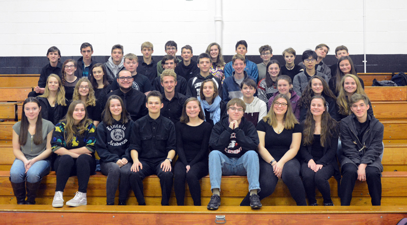 Lincoln Academy student musicians who qualified for the District 3 Honors Music Festival, some in both band and choir.