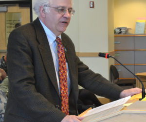 State Rep. Mick Devin, D-Newcastle, speaks during a public hearing in Augusta on March 29. Devin pleaded guilty to misdemeanor operating under the influence Dec. 4. (Maia Zewert photo, LCN file)