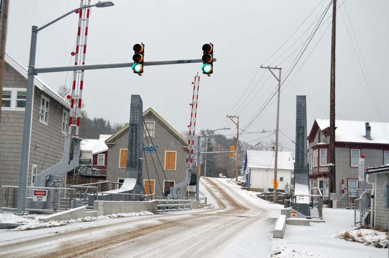 The new bridge over The Gut in South Bristol, with sidewalk at right. (Matthew Mitterhoff photo)