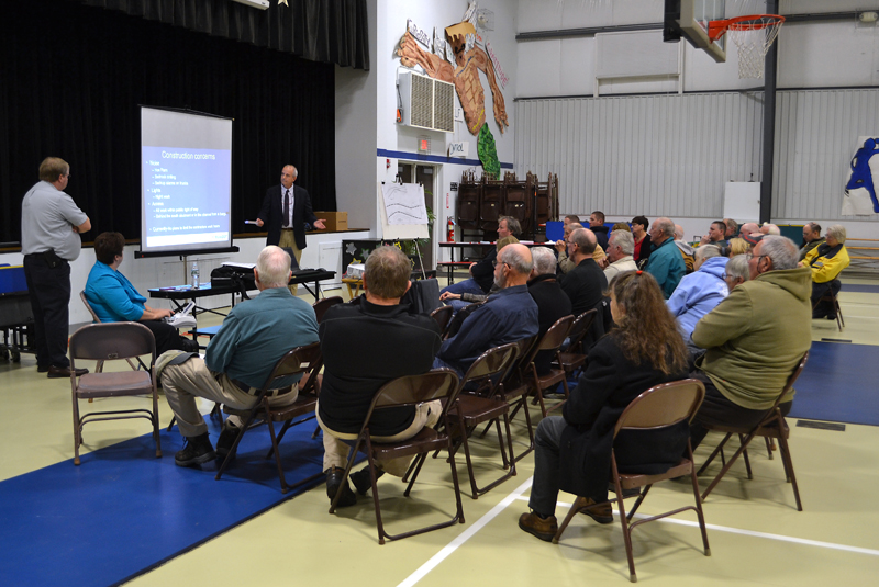 South Bristol residents listen to a presentation by representatives of the Maine Department of Transportation at South Bristol School on Wednesday, Dec. 7. (Maia Zewert photo)