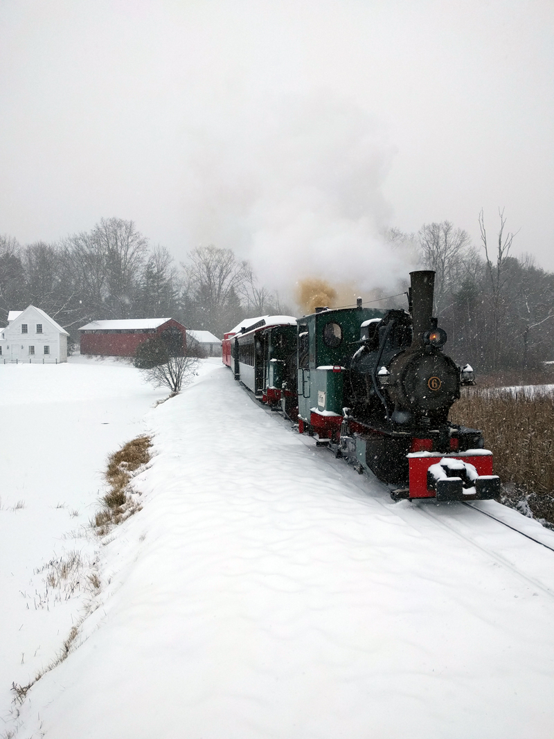 The Boothbay Railway VillageÂ’s staff and volunteers have come up with an opportunity for one more chance to celebrate the holiday season in vintage style. A New YearÂ’s ride will be offered on Saturday, Dec. 30. (Photo courtesy Boothbay Railway Village)