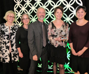 LincolnHealth was named a top rural hospital at a special ceremony in Washington, D.C. on Wednesday, Dec. 6. From left: Leapfrog Group President and CEO Leah Binder, Leapfrog Group Board Chair Cristie Travis, Blake Hendrickson of the Maine Health Management Coalition, LincolnHealth Director of Pharmacy Services Karen Philbrick, and LincolnHealth Clinical Support Services Manager Michele Sawyer.