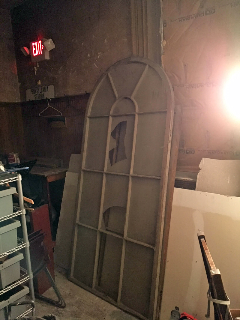 One of the windows that was found under the Lincoln Theater stage. "We had to break a hole in the wall to recover it," said Lincoln Theater Executive Director Andrew Fenniman. "It is being restored and being put back up on the Main Street side of the building." (Photo courtesy Lincoln Theater)