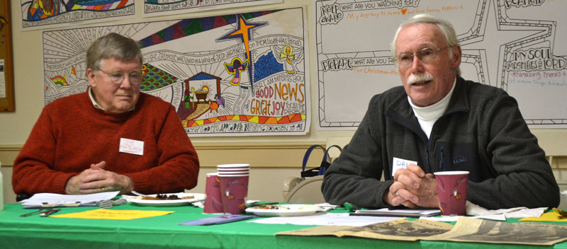 David Ray (right) speaks during a panel discussion about the history of civil rights in the U.S. as Jim Matlack looks on. (Maia Zewert photo)