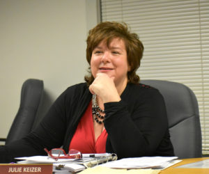 Waldoboro Town Manager Julie Keizer delivers the town manager's report to the Waldoboro Board of Selectmen on Tuesday, Jan. 23. (Alexander Violo photo)