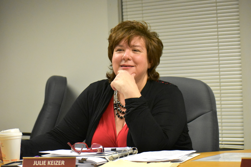 Waldoboro Town Manager Julie Keizer delivers the town manager's report to the Waldoboro Board of Selectmen on Tuesday, Jan. 23. (Alexander Violo photo)