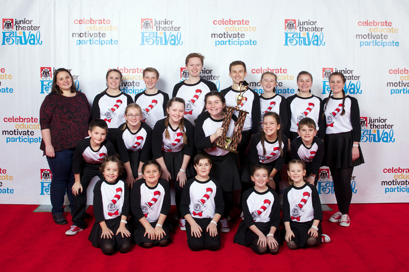 Boothbay Region YMCA students pose with their Outstanding Production trophy. (Photo courtesy James Barker Photography)