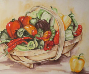 "Garden Peppers," by Peggy Farrell.