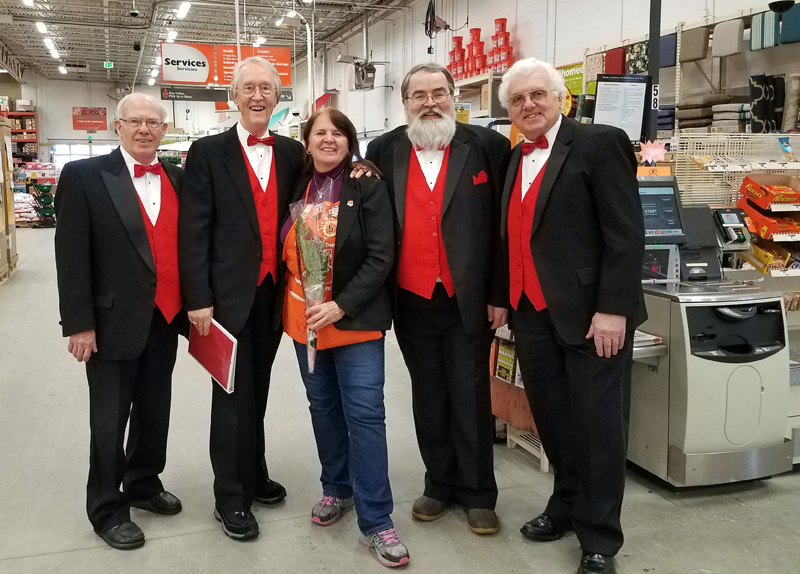 Nor'easters Barbershop Chorus quartets are available to deliver singing valentines at Midcoast homes, schools, workplaces, and more.