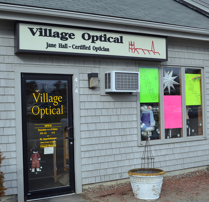 The entrance to Village Optical in Main Street Centre in Damariscotta. (Maia Zewert photo)